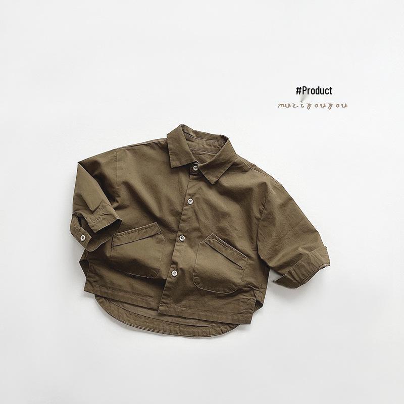Favor~Kinder Retro Koreanischer Stil Hemdjacke: Trendiges Frühjahr 2025 Oberteil für Jungen & Mädchen