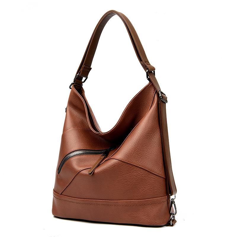 New soft leather multi-functional double shoulder single shoulder messenger bag casual large capacity women's large bag