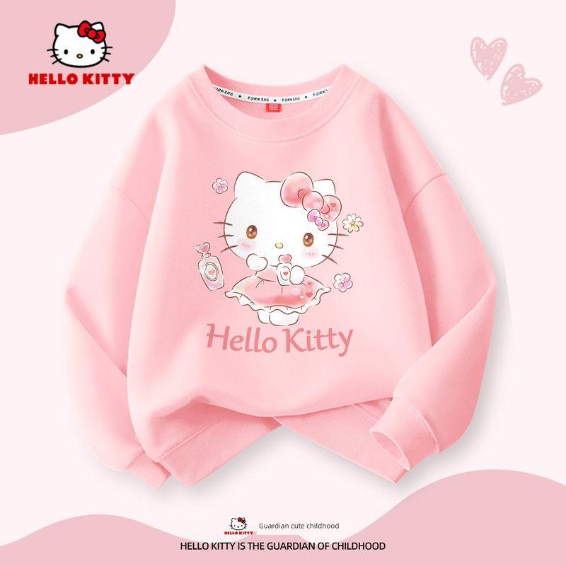 Hello Kitty Girls' Spring Outfit 2026 New Children's Sportswear Spring Tops Girls' Sweatshirts