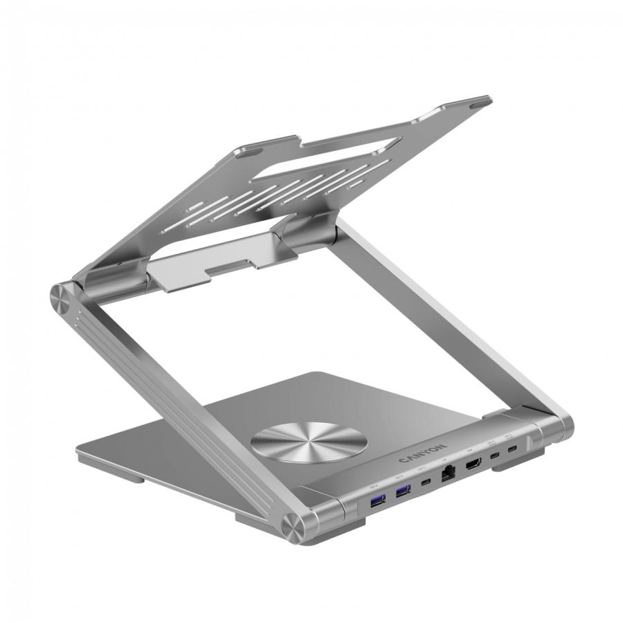 Canyon Podstawka Pod Laptop Z Hubem Hdmi 2Xusb Rj45 Pd Srebrna