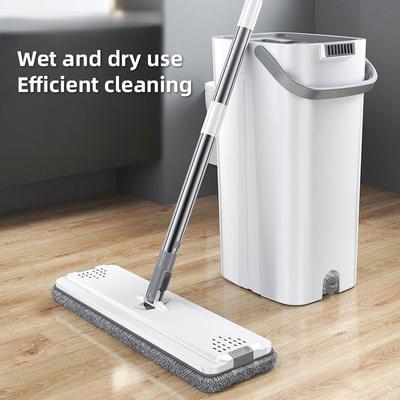 Flacher Bodenwischer mit Eimer-Set, verdickter Nass- und Trockenwischer, Lazy Flat Mop, kein Wasserzeichen, flacher Spin Mop, freihändiger Squeeze Mop, Bodenreinigung