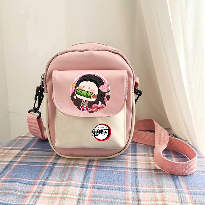 Giappone cartoni animati fumetti Demon Slayer borsa a tracolla casual portamonete color-block custodia per telefono 7566