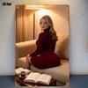D Flat Pc Sign Elegant Woman with Desk Lamp Cozy Scene Suitable for Farmhouse Decor Holiday Parties and Home Wall Art Kitc