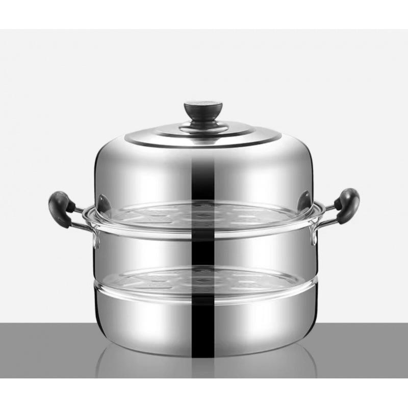 Large Dual-Layer Stainless Steel Steamer & Soup Pot for Induction and Gas Stoves