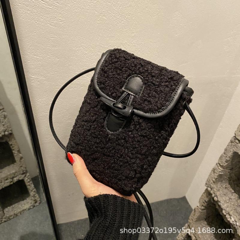 Lamm plyschväska höst och vinter ny damväska axelväska Mao Mao mobilväska