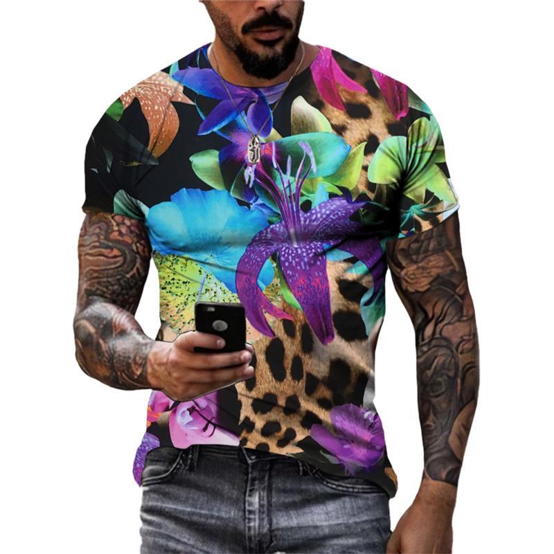 Fashion Beautiful Personality Plant Flowers 3D Print T-shirts Summer Street Style Men