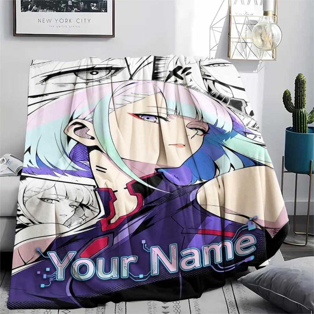 1PC Anime Fusion Custom Name Patterned Flannel Blanket Suitable For All Seasons For Home Decor Warmth And Comfort Gifts Holiday Present