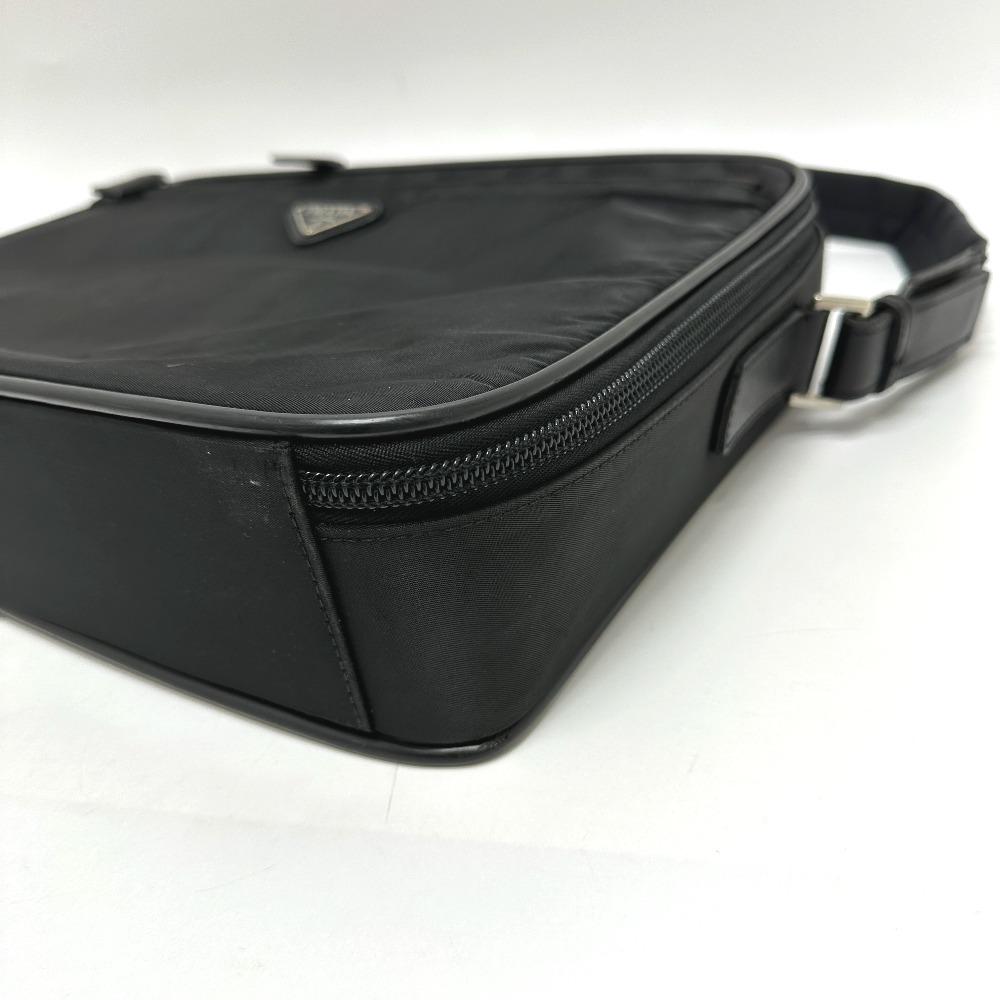 PRADA V147S triangle plate 2WAY Shoulder Bag Briefcase Business bag Nylon Black