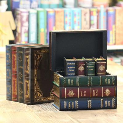 DYS Fake Book Decoration Ornaments, Flip-Top Hollow Storage Design, Vintage Style Decorative Box, for Coffee Table, Bookshelf Display