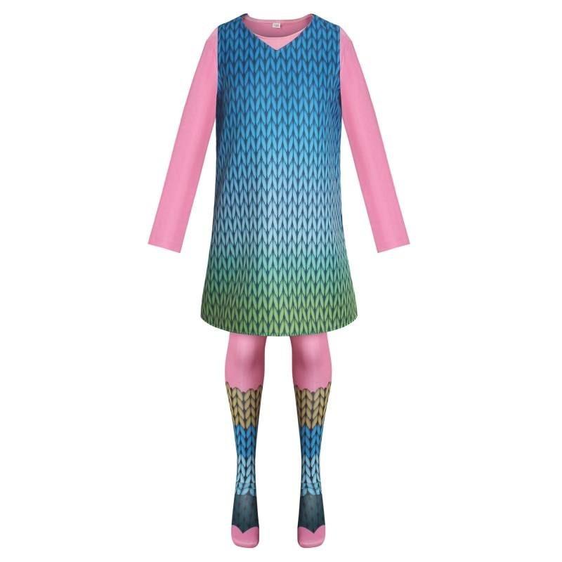 Niedliches Fantasy Trolls Cosplay Kostüm Mohn Kleid Anime Halloween Bühnenoutfit