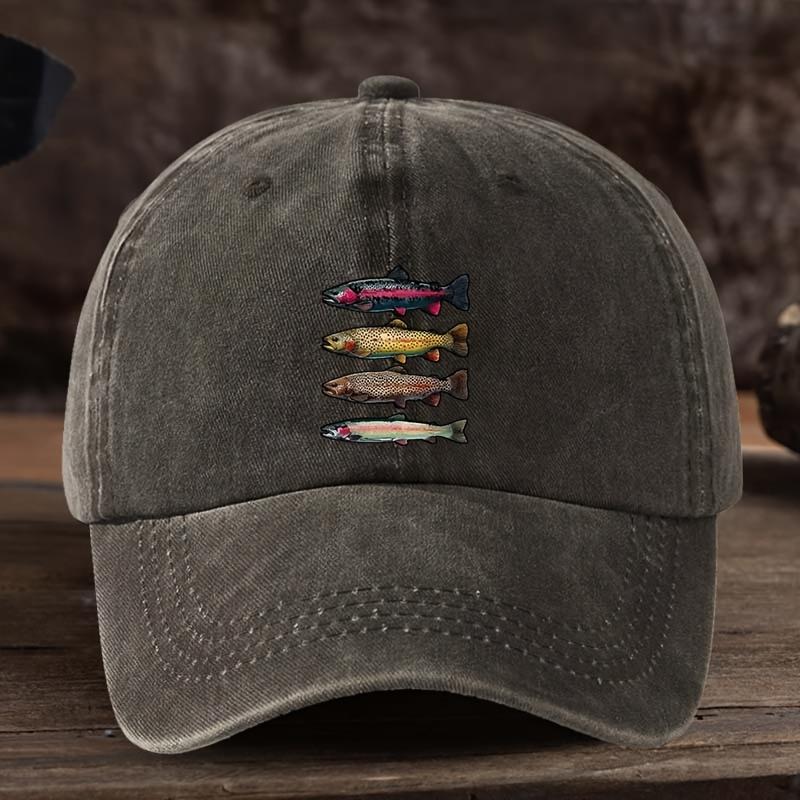 1pc Leisure Printed Baseball Cap for Women,Colorful Fish Design,Stylish Versatile Snapback Hat for Outdoor Activities Dailywear