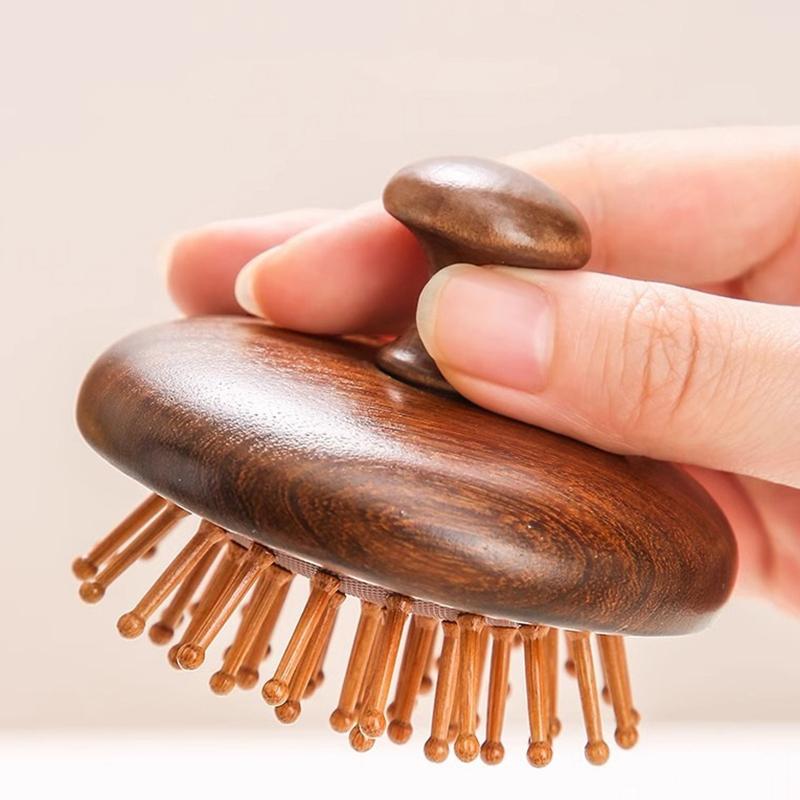 Air Cushion Comb Scalp Therapy Massage Comb Scalp Head Caring Natural Sandalwood Circular Tooth Guasha Scraping Body Massager