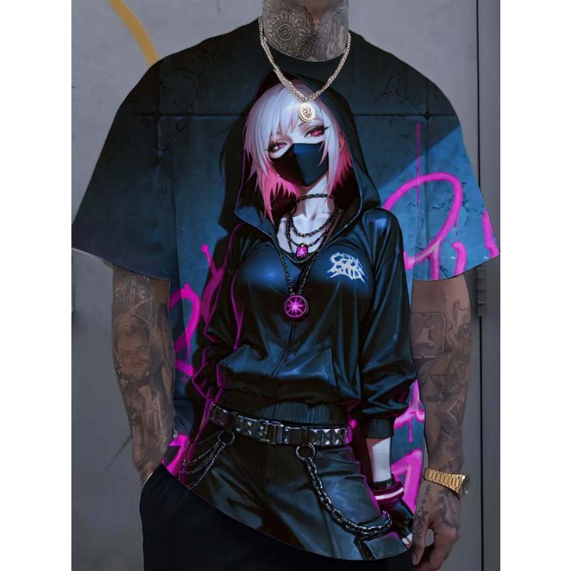 Men's T-shirt Cartoon Sexy Girl graphic T shirts Summer Fashion Casual streetwear 3D