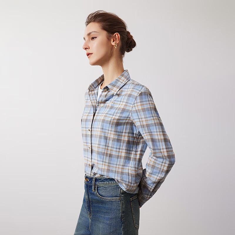 Navigare Women s Business Casual Plaid Long Sleeve Shirt S