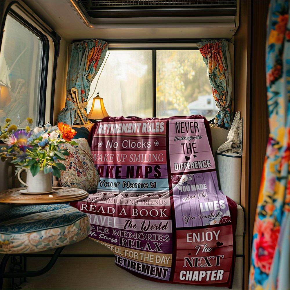 Retirement Rules Blanket Personalized Name Soft Comfortable Stylish Blanket Car Blanket Perfect For Travel Camping Outdoor Home Suitable For All