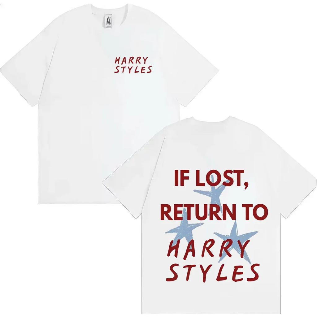 Harry Styles Fashion Double Sided Print Gothic T-Shirt Classic Aesthetic Casual Comfortable Men O-Neck Y2K Tee Shirts Streetwear