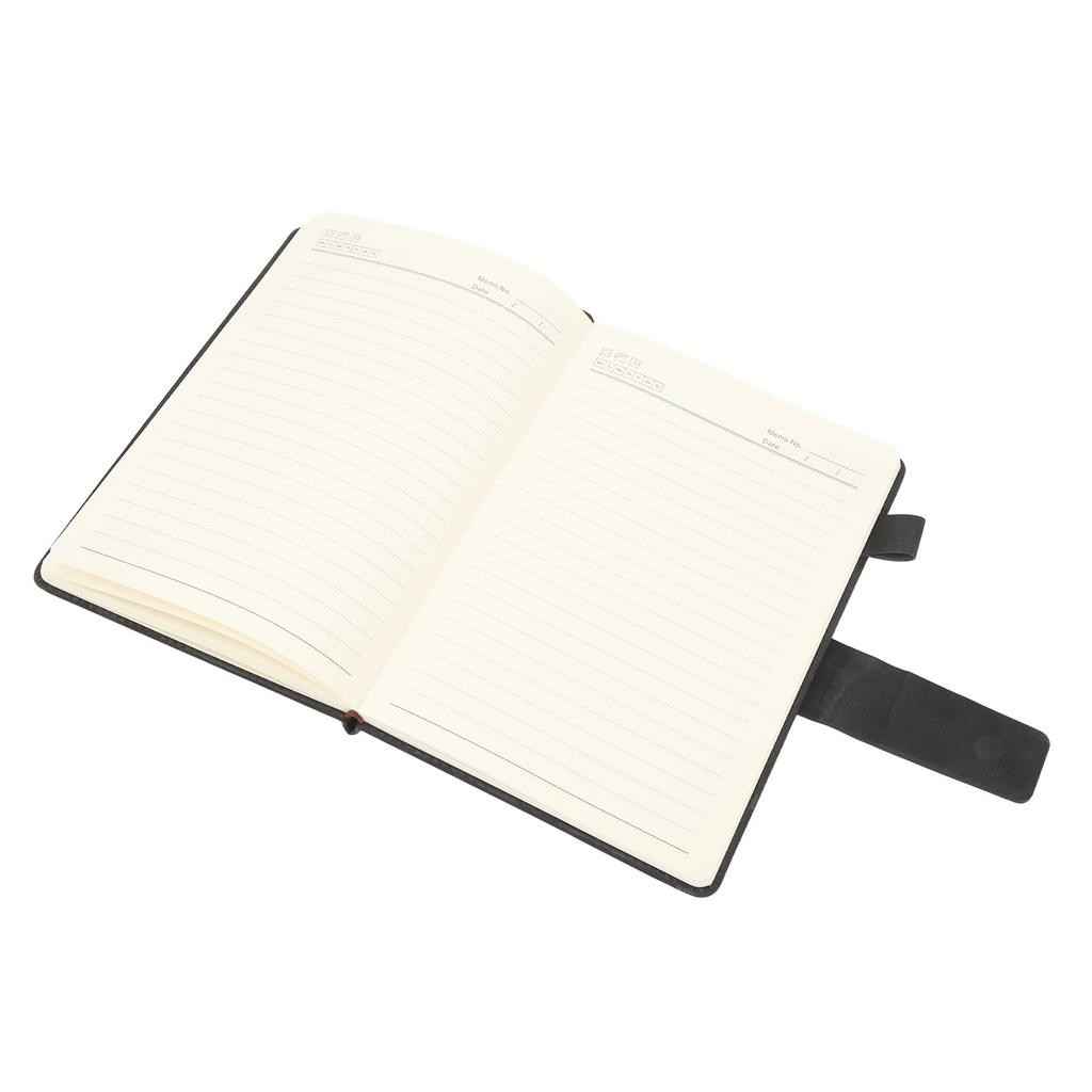 A5 Notebook PU Leather Cover Ribbon Bookmark Ink Proof Thick Paper Ruled Paper Notebook with Pen