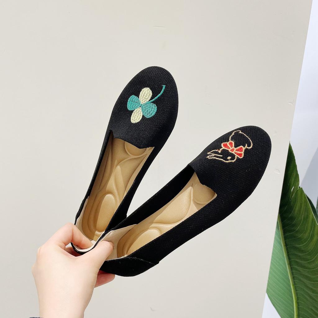 Fashion Women Flat Knitted Shoes Fashion Round Toe Women's Slip on Flat Casual Shoes Ballet  Female Light Comfort  Zapatillas