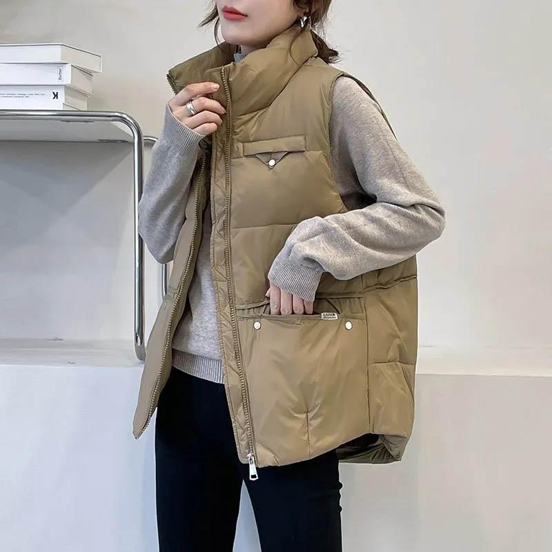 Down Vest for Women Autumn Winter Thickened Windproof  Sleeveless Tops Vest Oversize Casual Loose Vest