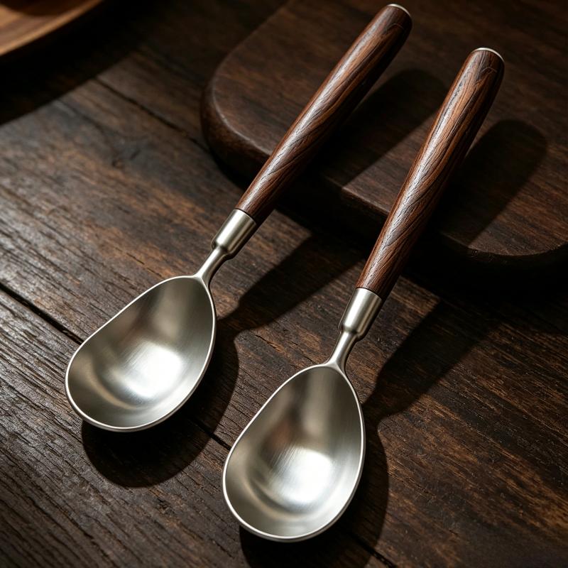 Walnut Wood Handle Stainless Steel Spoon Household Round Soup Spoon Table Spoon for Home Restaurant Dinner Eating Utensils4