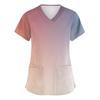 Women's fashionable V-neck short-sleeved pocket protective work uniform with printed design