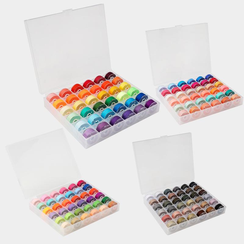 Transparent Bobbin Case with 36 Slots and Colorful Threads