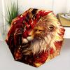 1pc Golden Lion of Fire Automatic Folding Umbrella - 3 Folding Design, Vivid Cartoon Pattern, Suitable for Outdoor Activities, A Gift for Fans In All