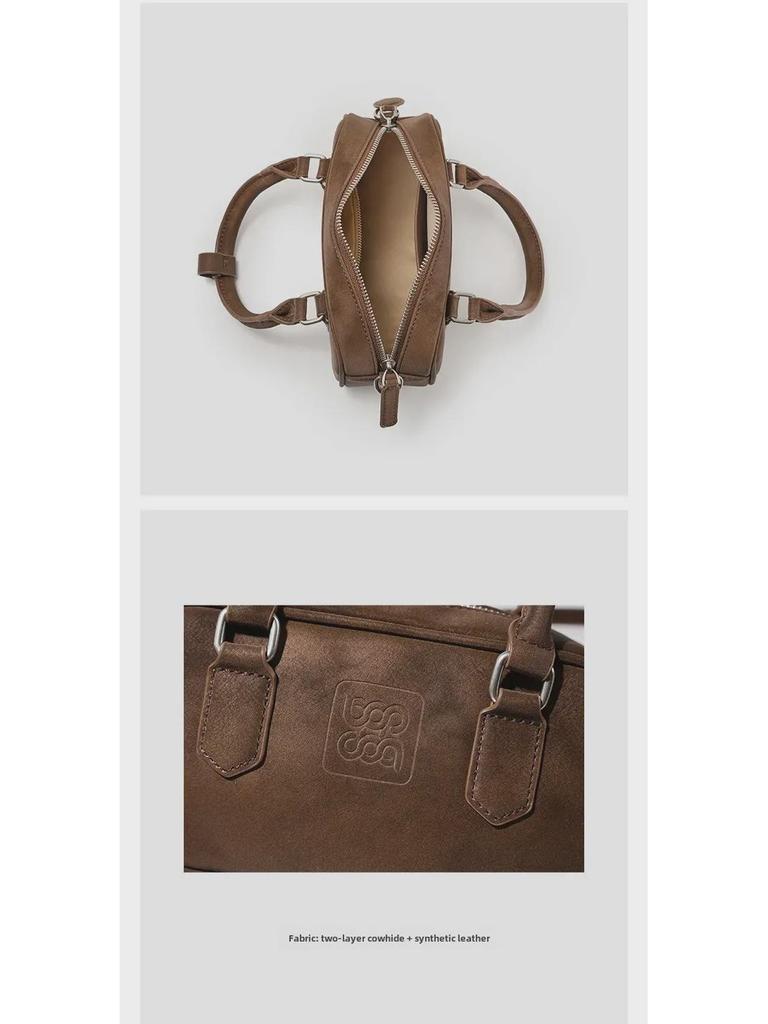 Dámská BOP Hovězí kůže Boston Bowlingová taška - Maillard Kabelka pro podzim/zimu 2024, Styl přes rameno a crossbody