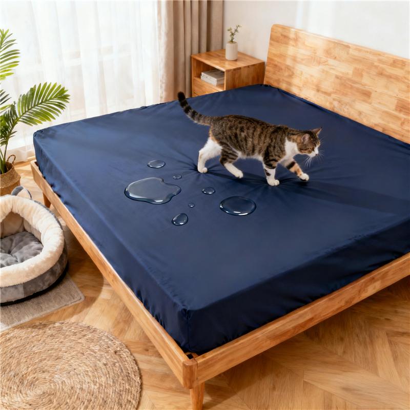 

Модный водонепроницаемый наматрасник стеганая простыня на резинке 140*200 160*200 протектор матраса однотонное покрывало 120x200cm темно-синий