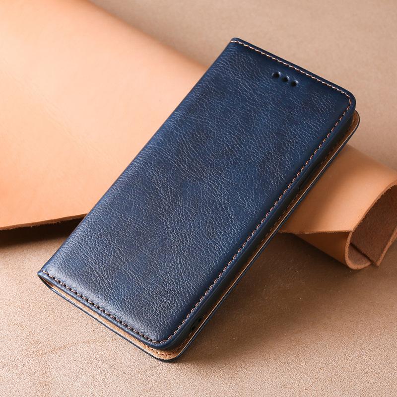 Clamshell Mobile Phone case Magnetic Anti-fall Seat Mobile Phone case Leather Mobile Phone case Wholesale Opp Bag&For iPhone 16 синий