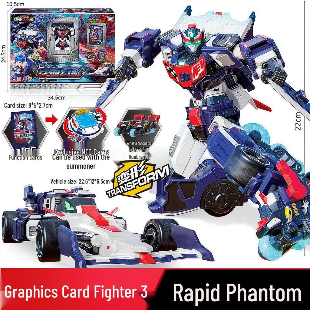 Authentic Hyunka Fighter 3: Spin Mech Silver Wing Knight Transforming Robot Airplane Toy for Children.