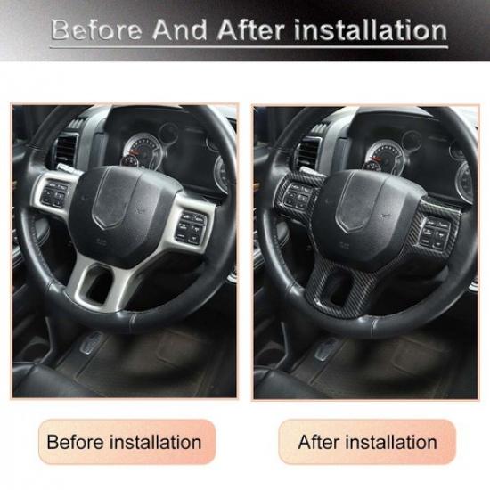 Dekorationspanel för ratt för Dodge Ram 1500 10-17 Kolfiber