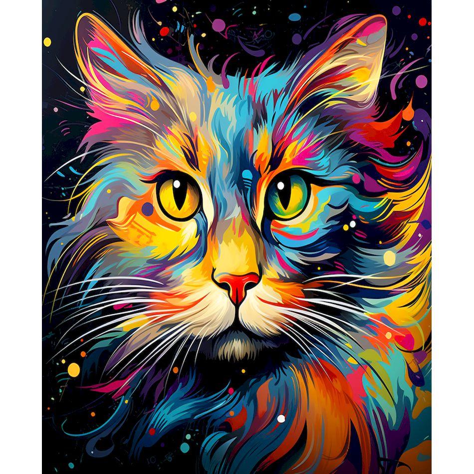 CHENISTORY Paint By Numbers Colorful Cat Animal Acrylic Drawing Canvas Wall Art Oil Painting By Numbers DIY Home Decoration