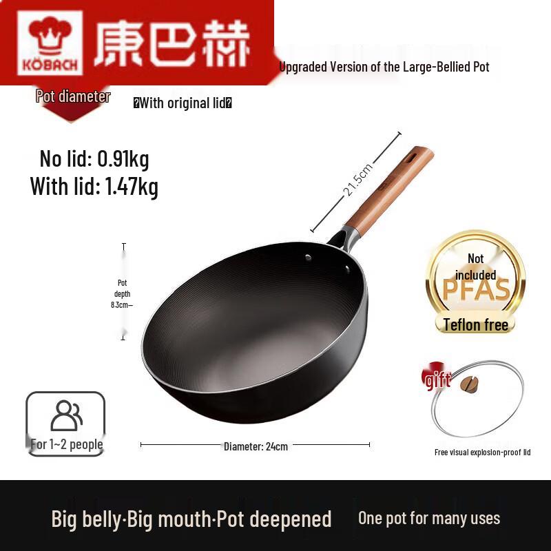 KOBACH Refined Iron Uncoated Wok