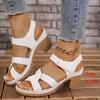 New sandals spring and summer high-heeled sandals leak toe cross strap Velcro high-heeled large-size sandals