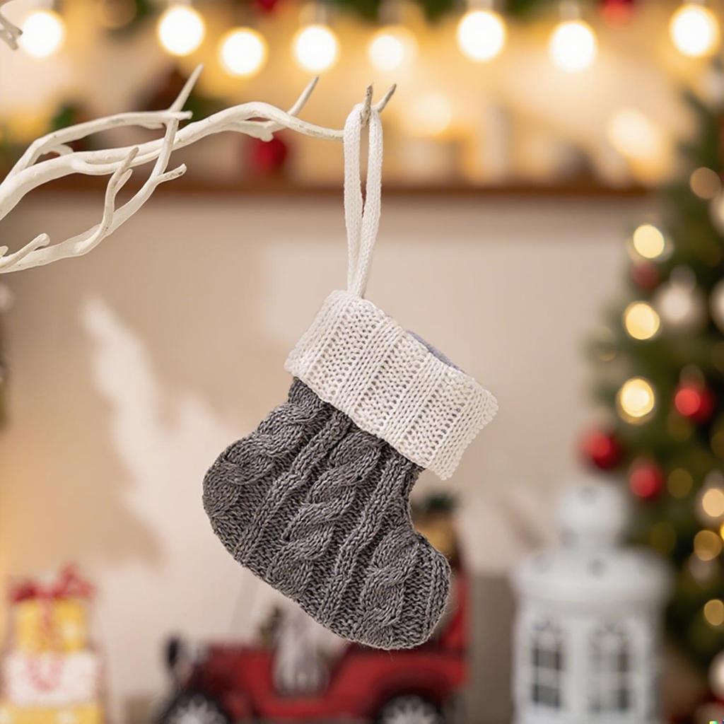 Mingguan New Cartoon Striped Christmas Stocking and Knife Fork Set Pendant Gift Bag