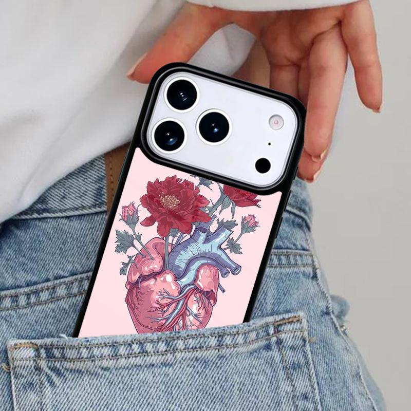 Flower Heart Phone Case for iPhone 16e 15 14 13 12 17 Pro Max Plus Air 17pro Cover Coque