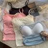 Women's Lace Trim Camisole with Built-in Bra, Floral Print Summer Sleeveless Crop Top, Stretchy Viscose Tank, Adjustable Straps, Slim Fit All Sizes