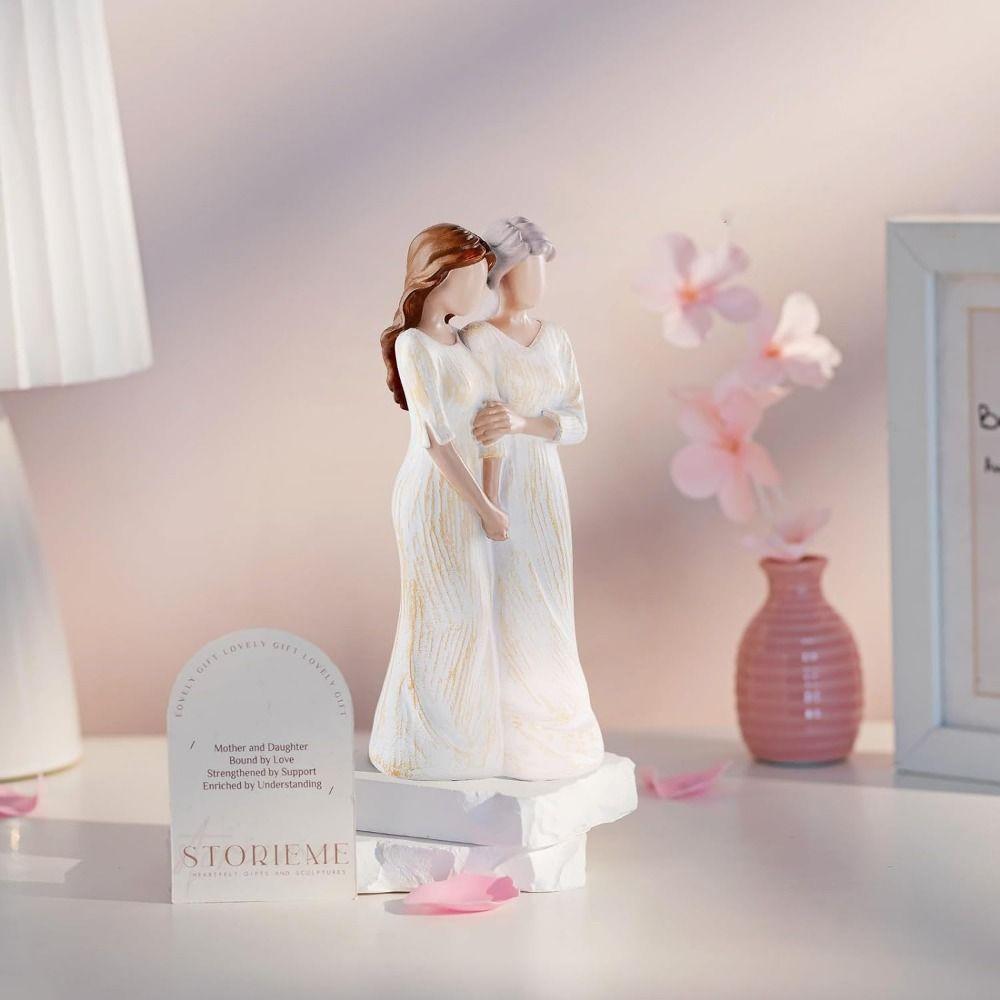 Elegant Mom Hug Daughter Sculptures Hand-Painte Family Sculpture  Living Room