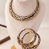 Alloy Leopard Print Earring And Necklace Set Unique Leopard Pattern Necklace Earrings Set for Everyday and Special Event