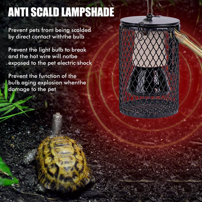 220V Reptile Heat Lampshade Pet Heater Lamp Guard Timeable Anti-Scalding Preservation Infrared Ceramic Heat Lamp Lizard Turtles