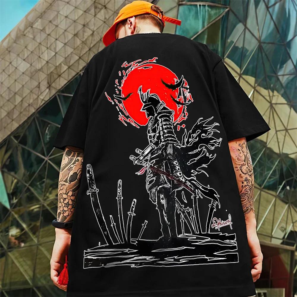 3d Japanese Samurai Print Men's T-Shirt Summer Fashion Casual T-Shirt For Men Street Trend Oversized Tees Half Sleeve Pullover