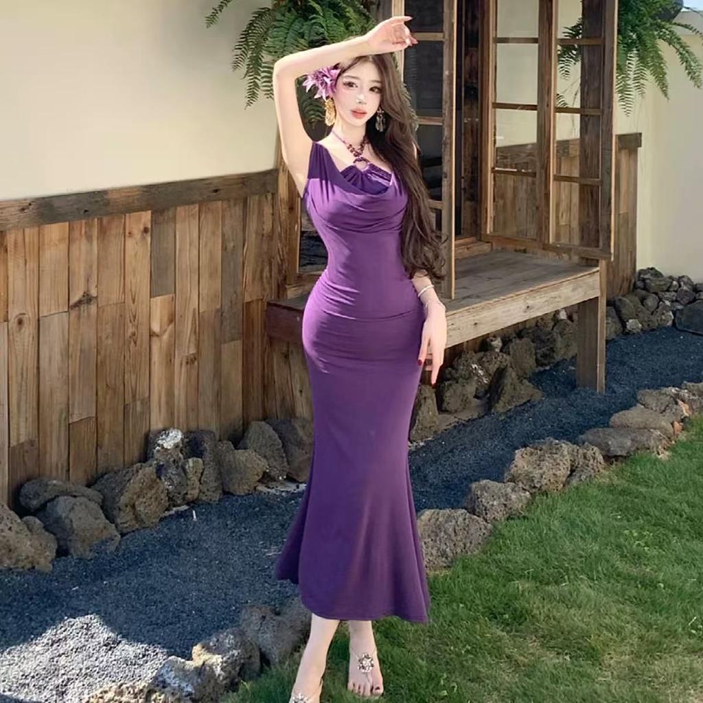 Sweet Spice Girl Pure Desire Sexy Shoulder Neck Dress Female Design Sense Nightclub Fashion Temperament Beautiful Fashion Advanced