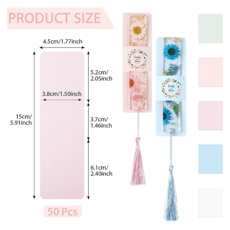 50Pcs Kraft Bookmark Sleeves Bookmark Holder Resin Bookmarks Blank Display Cards for Small Business Packaging Supplies