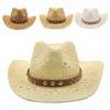 Braided Straw Hat Cowboy Hat Beach Panama Hat for Wedding Party Western Panama Hat for Street Shooting Dancing