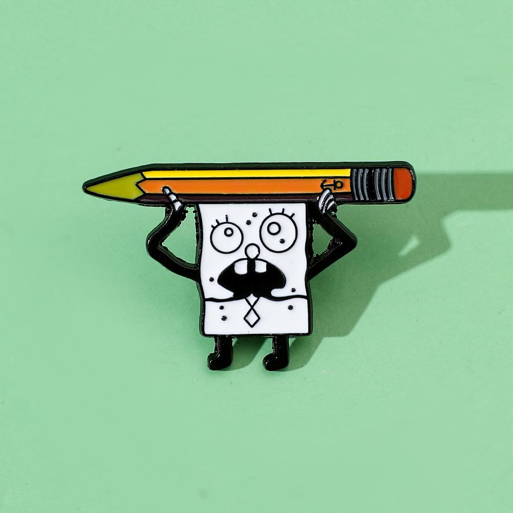 European and American creative personality SpongeBob SquarePants metal badge film and television characters alloy oil dripping brooch accessories pin