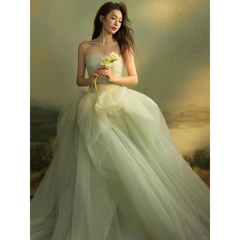 

Свадебное платье новое 2025 ретро оптимизация тревел-фотография мода сетка топ-труба вопрос фея газ шлейф платье M