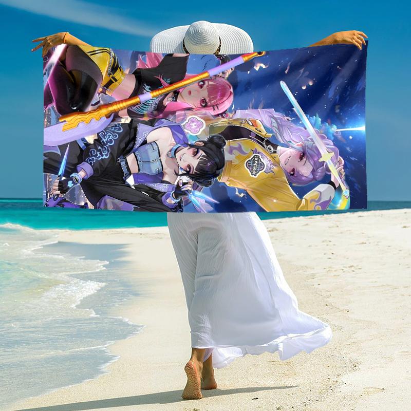 1Pc Fantasy Heroes Action Beach Towel Microfiber Beach Towel Thin Absorbent For Beach Swimming Yoga Bath Sports 0917195