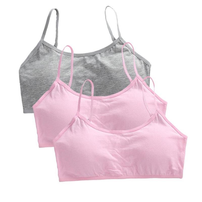 3pcs 8-16 Girls' Underwear Teenage Girls Small Bras Young Children Underwears Student Girls Wireless Solid Underclothes Kids Sports Training Bra Vest