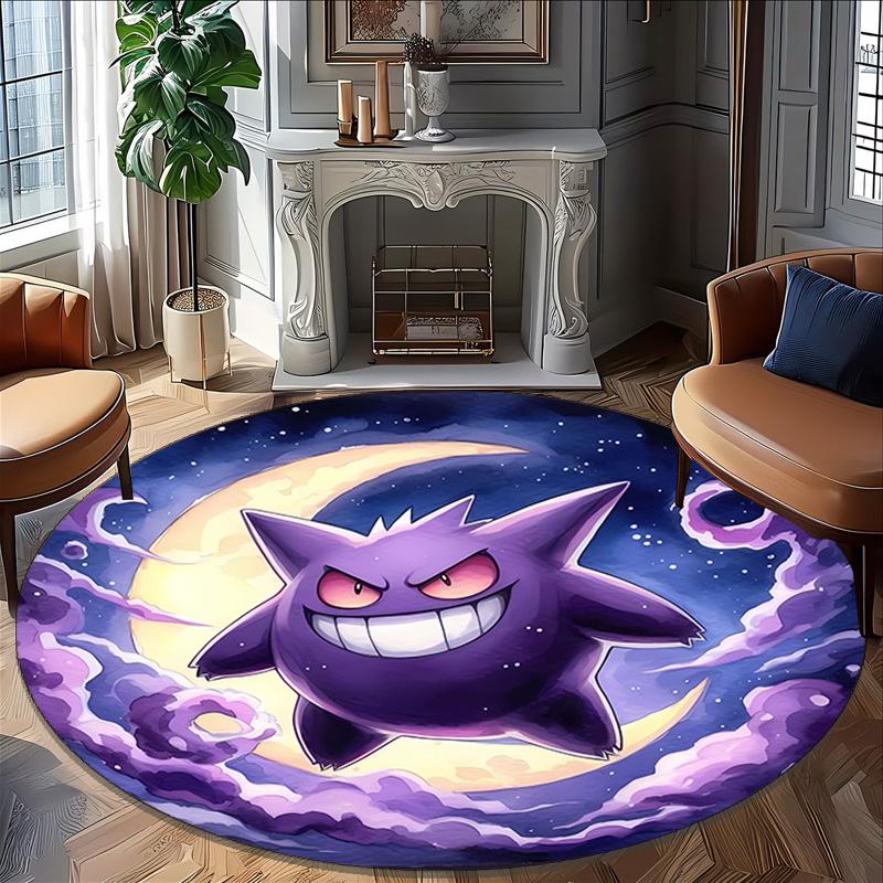 1pc Gengar2 Print Round Carpet Chair Round Carpet Suitable for Bedroom Living Room Home Decorative Carpet